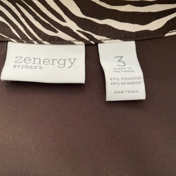 Zenergy by Chico’s women’s Zebra animal print Brown Utility Jacket Size 3 - Picture 8 of 9